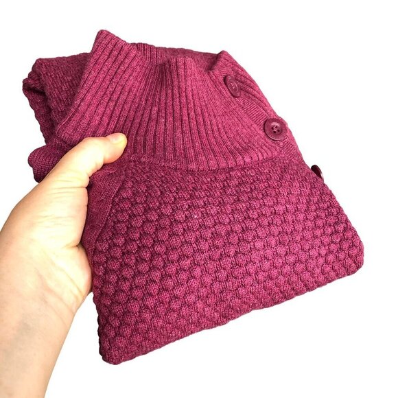 THE NORTH FACE Sweater 4 Button Turtleneck Cotton Wool Blend Plum Women's XS - Picture 12 of 16